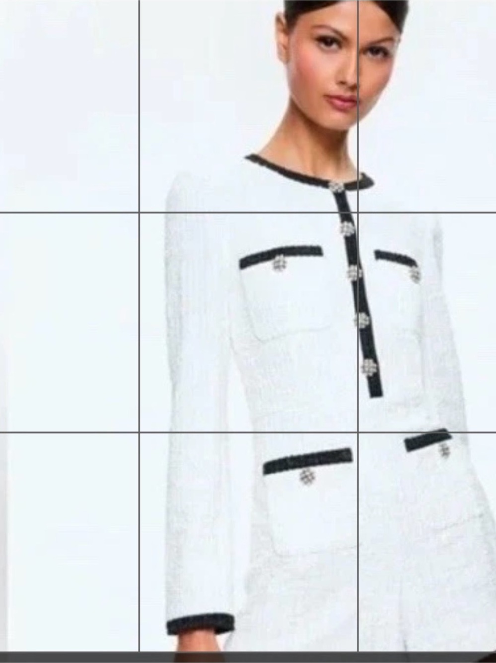 Alice + Olivia short dressy white and black tweed LS jumpsuit NWT Sz 10